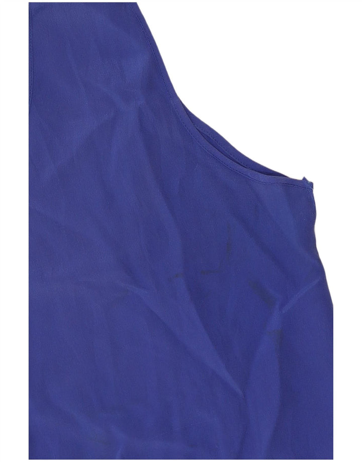vintage Womens See Through Vest Top UK 8 Petite Soie Bleue