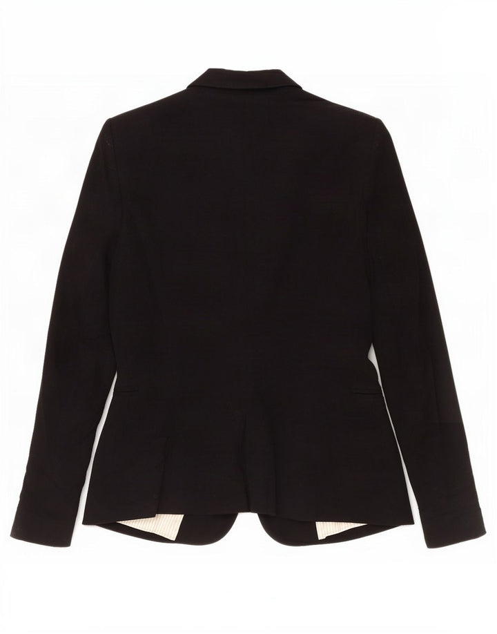 Zara Femme 1 Bouton Blazer Veste UK 8 Petit Acétate Noir