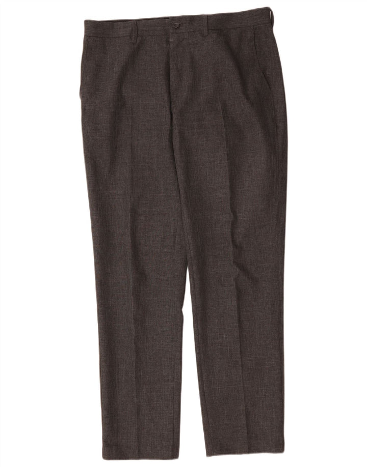 Marks & Spencer Pantalon de Costume Slim Homme W34 L31 Gris Polyester