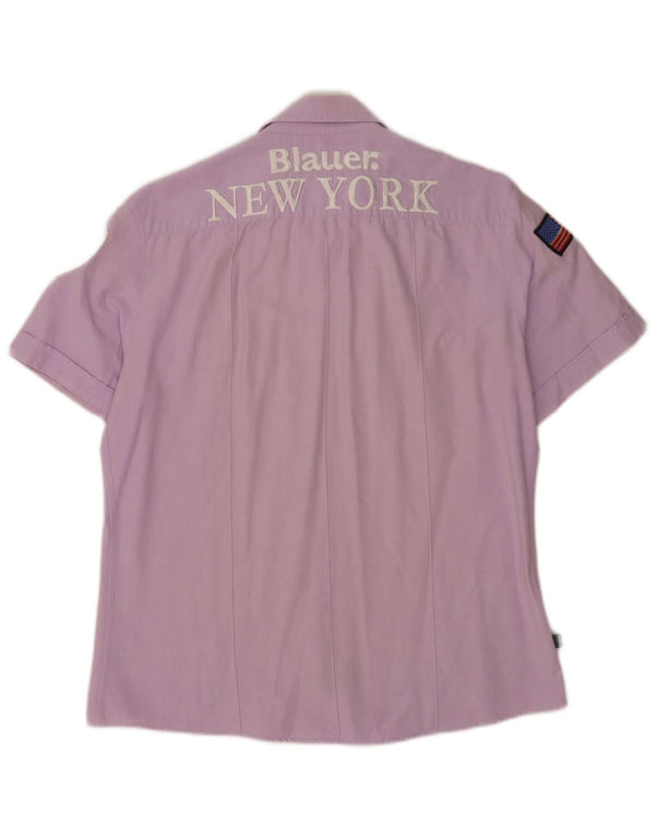 Blauer Chemise Graphique à Manches Courtes Homme XL Violet Coton