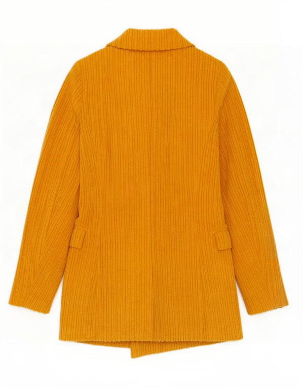 Benetton Veste blazer double boutonnage en velours côtelé pour femme UK 6 XS Jaune