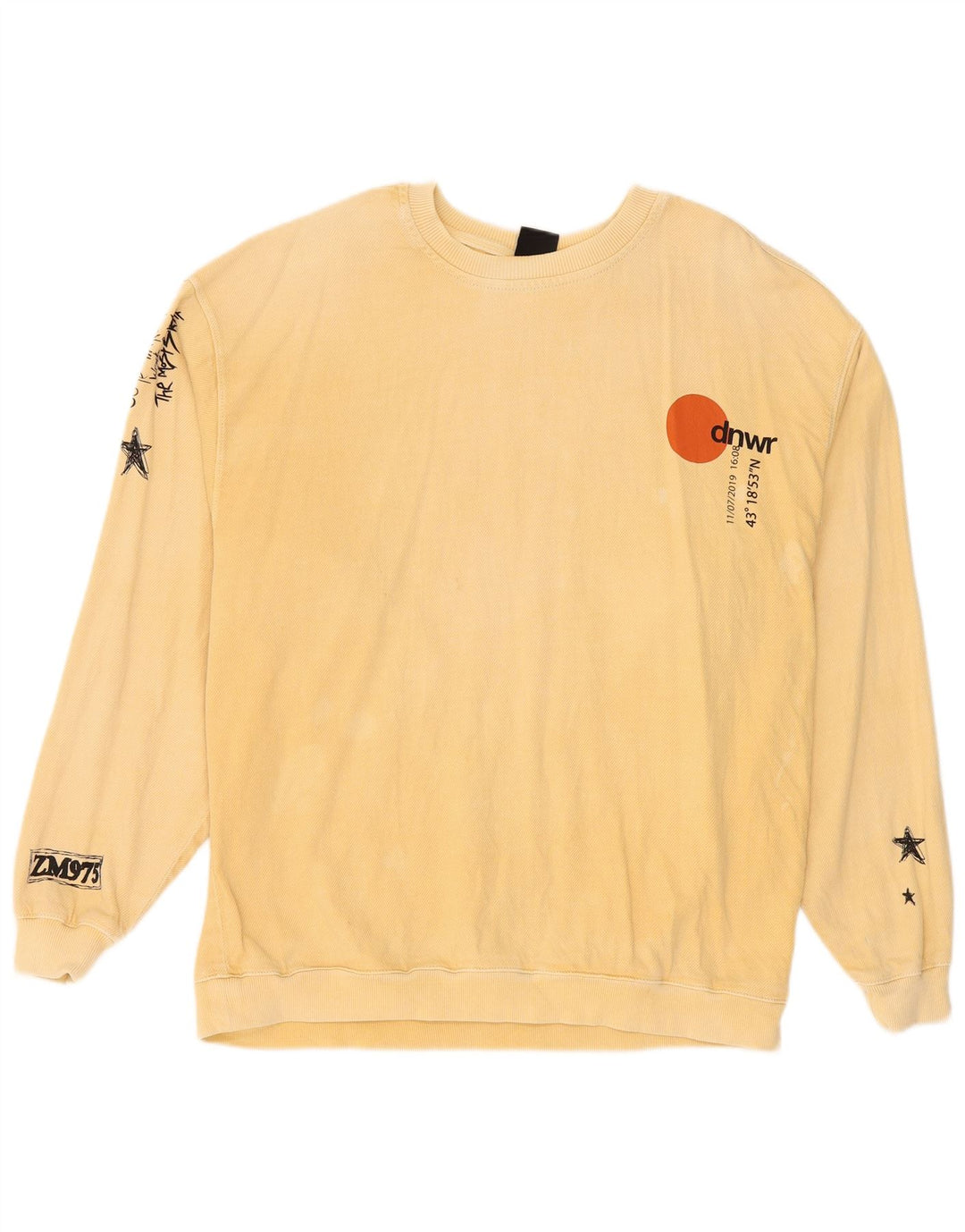 Zara Homme Sweatshirt Graphique Pull Beige Moyen Coton