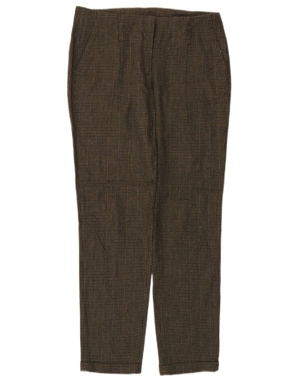 Pantalon décontracté droit femme Zara XS W25 L27 Viscose pied-de-poule vert