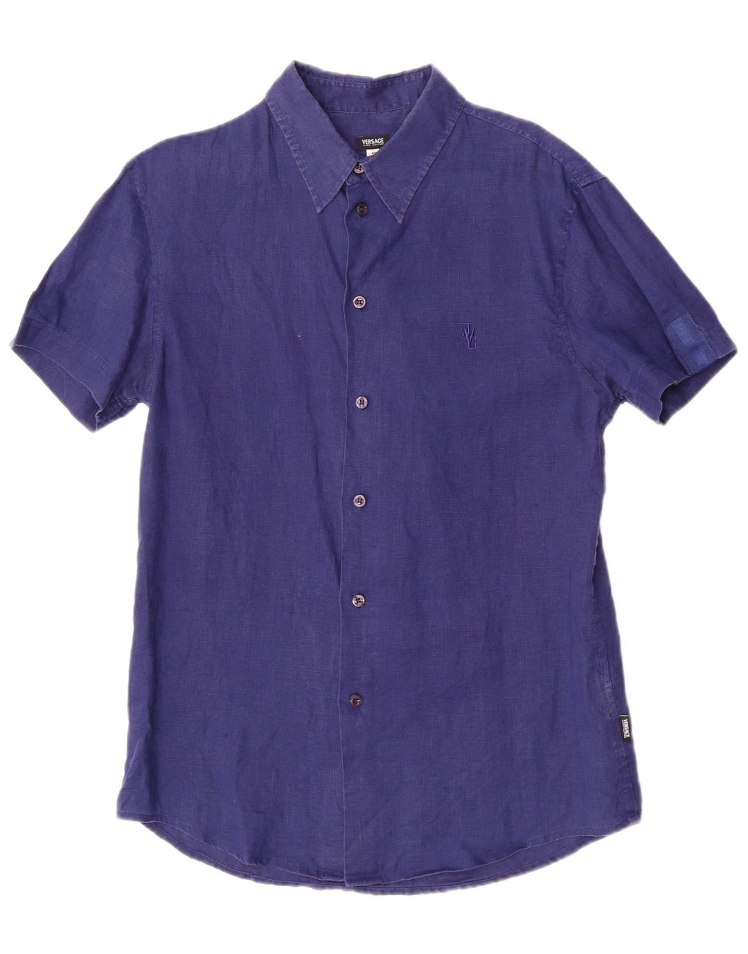 Versace Chemise à manches courtes pour hommes Petit lin bleu marine
