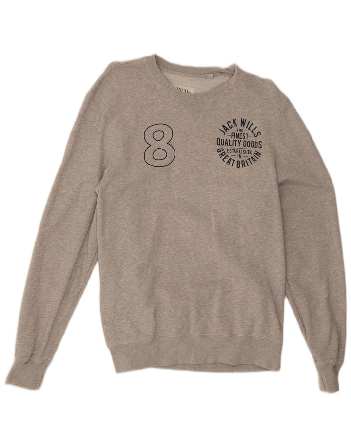 Jack Wills Sweat-Shirt Graphique Homme Gris Moyen Moucheté Coton