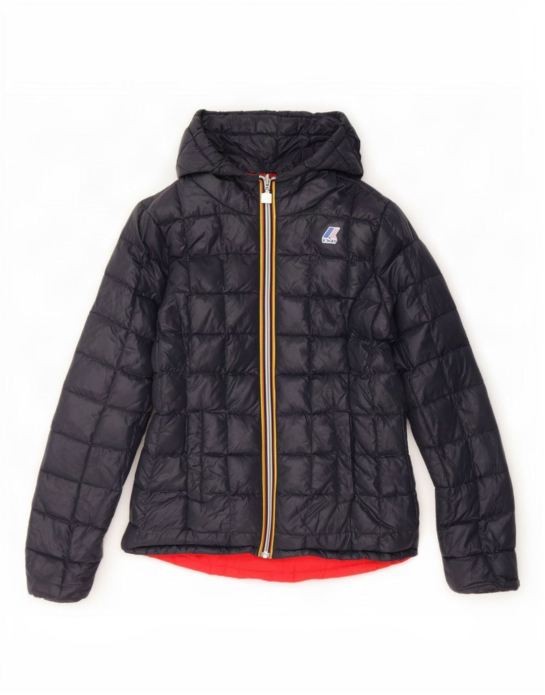 K-Way Veste matelassée réversible à capuche pour femme UK 10 Small Bleu marine