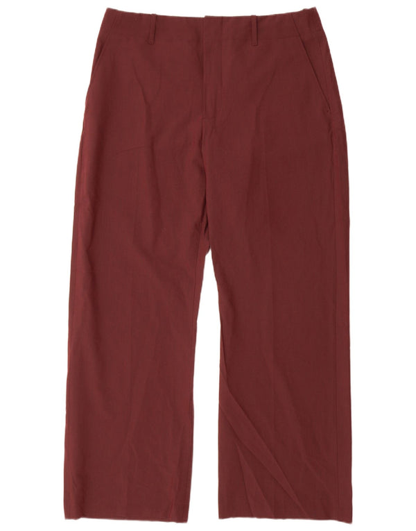 Zara Pantalon Chino Coupe Ample Femme XL W32 L30 Bordeaux Polyester