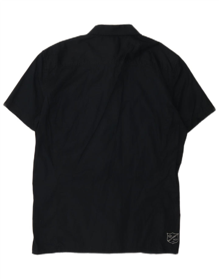 Diesel Chemise militaire à manches courtes pour homme en coton bleu marine moyen