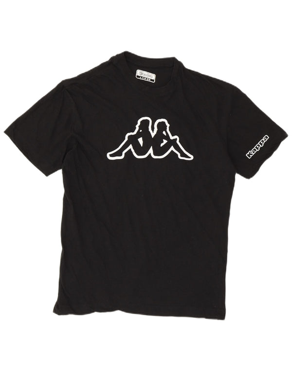 KAPPA T-shirt graphique pour femme UK 14 Large Noir Coton