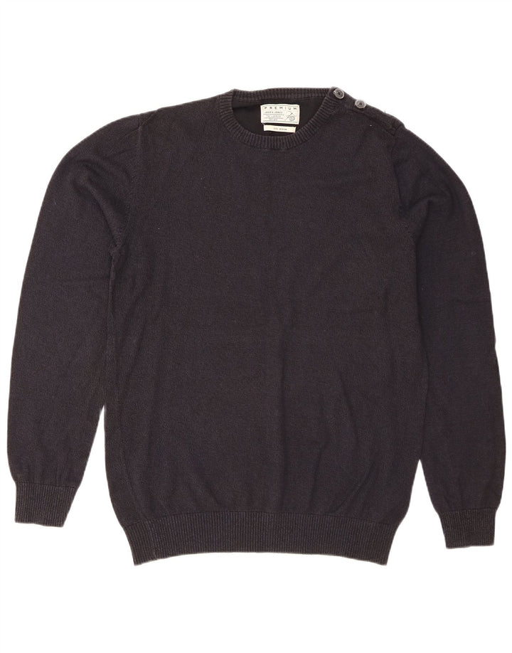 Jack & Jones Pull Col Rond Coupe Regular Homme Bleu Marine Moyen