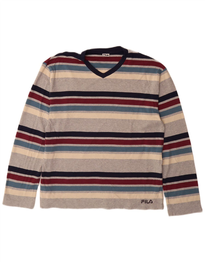 Fila Homme Haut Manches Longues XL Coton Rayé Multicolore