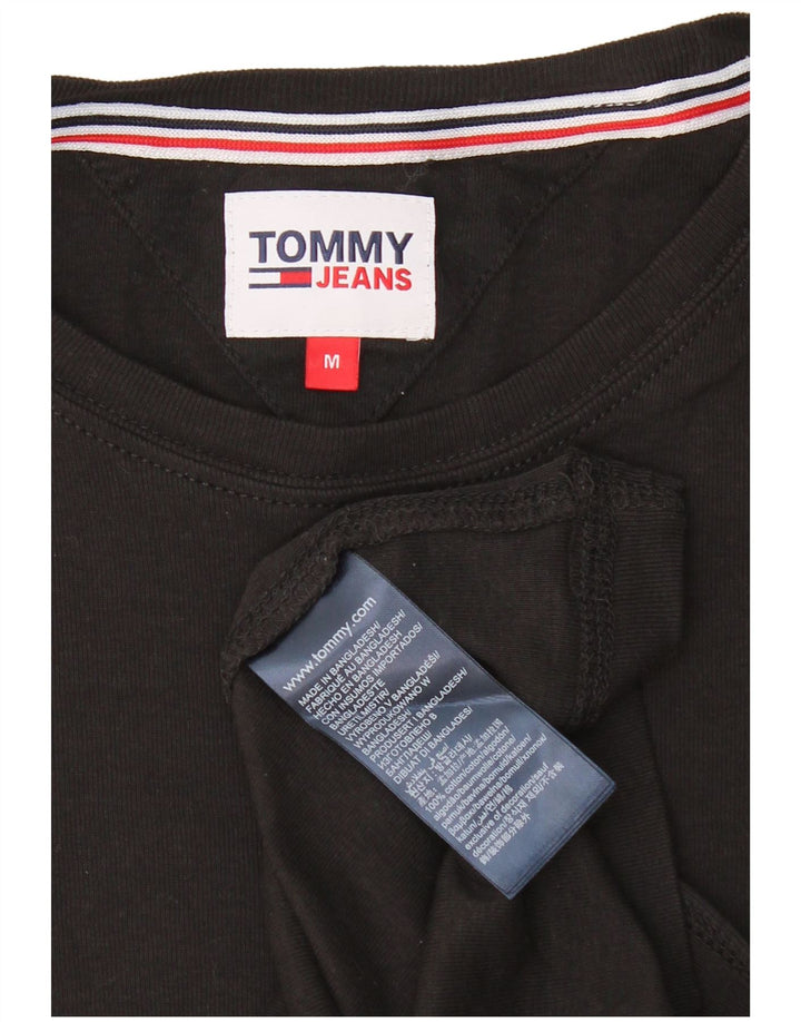 TOMMY HILFIGER Womens Top Long Sleeve UK 14 Medium Black Cotton