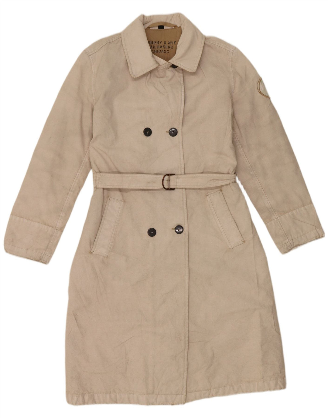 MURPHY & NYE Manteau croisé pour femme UK 14 Coton beige moyen