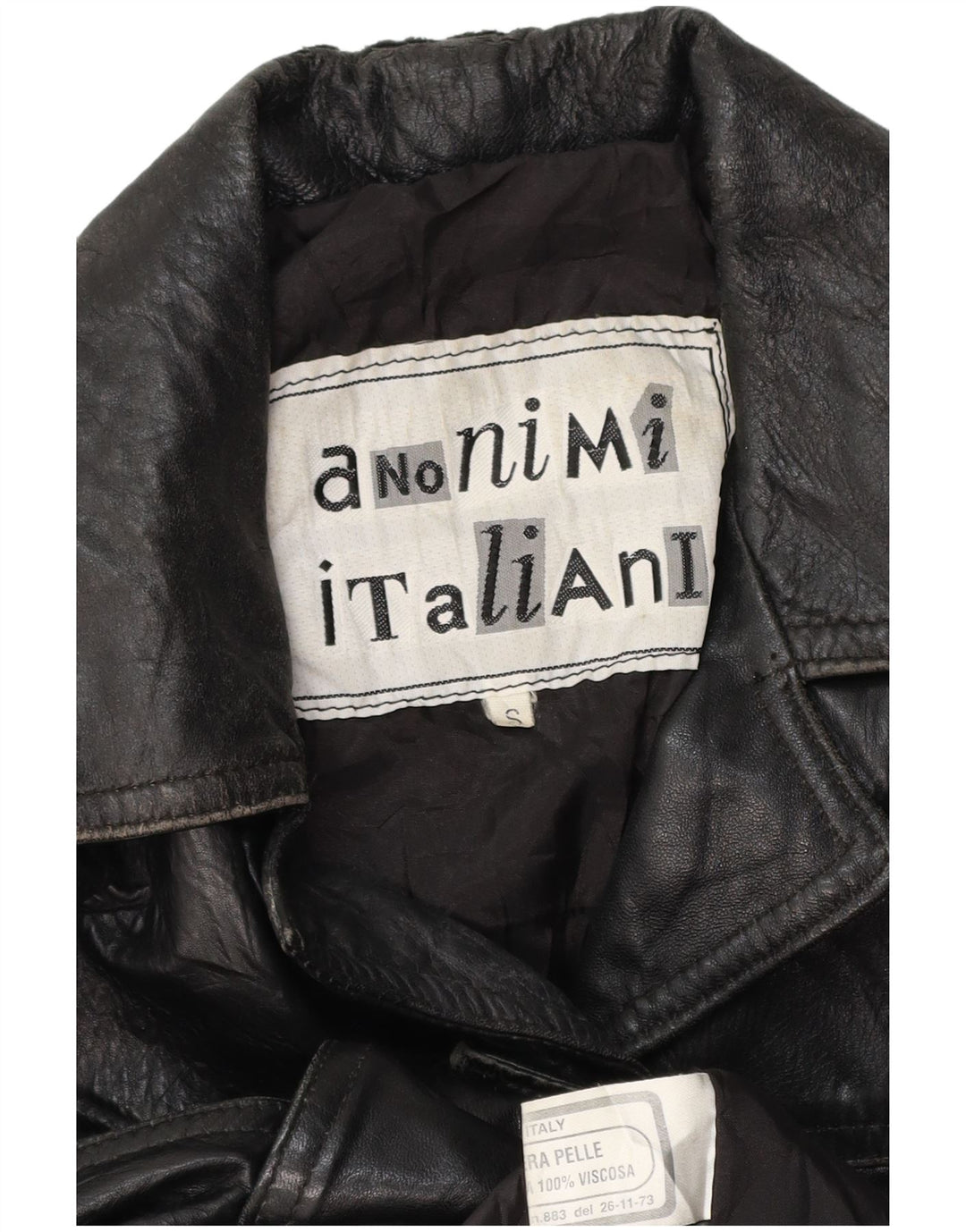 VINTAGE Veste en cuir femme UK 10 Petit cuir noir