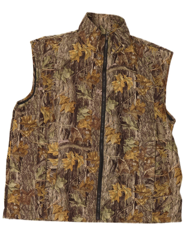 VINTAGE Gilet à motif abstrait pour hommes UK 44 2XL Marron Colorblock Polyester