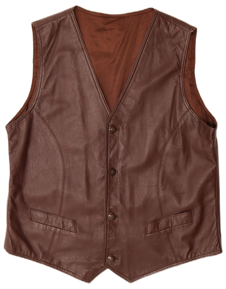 gilet en cuir homme vintage grand cuir marron
