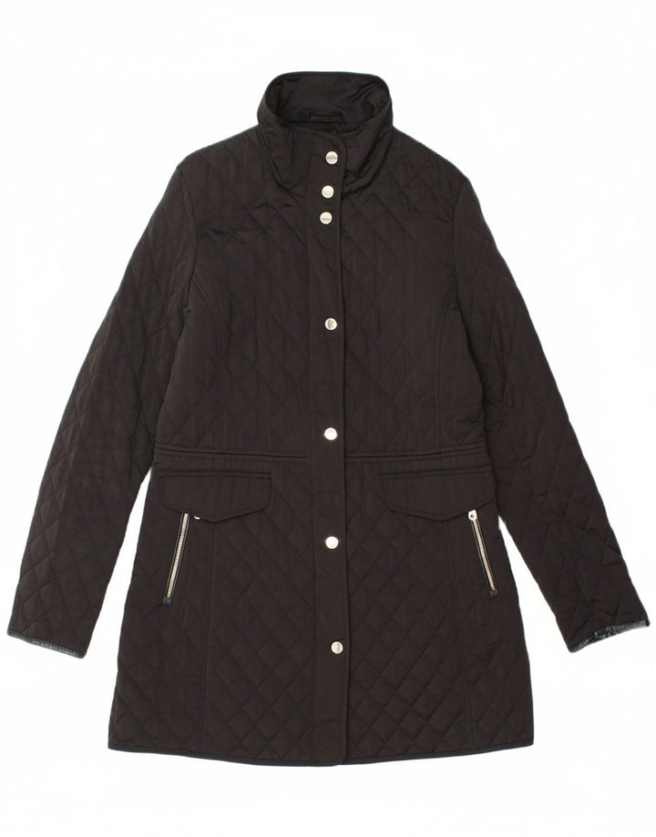 MASSIMO DUTTI Womens Quilted Overcoat UK 10 Small Black Polyester