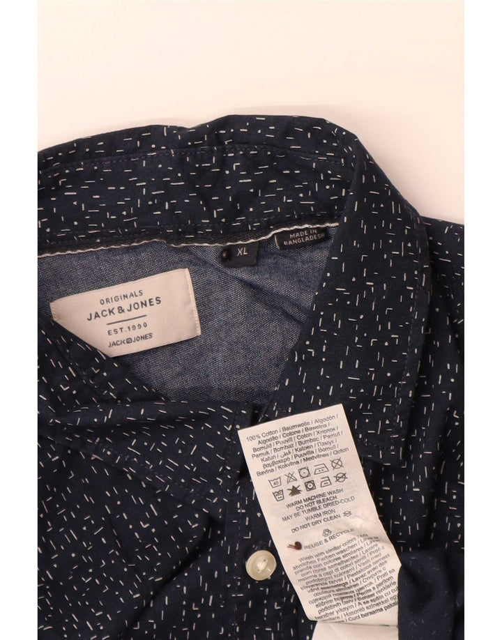 Jack & Jones Chemise Homme XL Bleu Marine Pois Coton