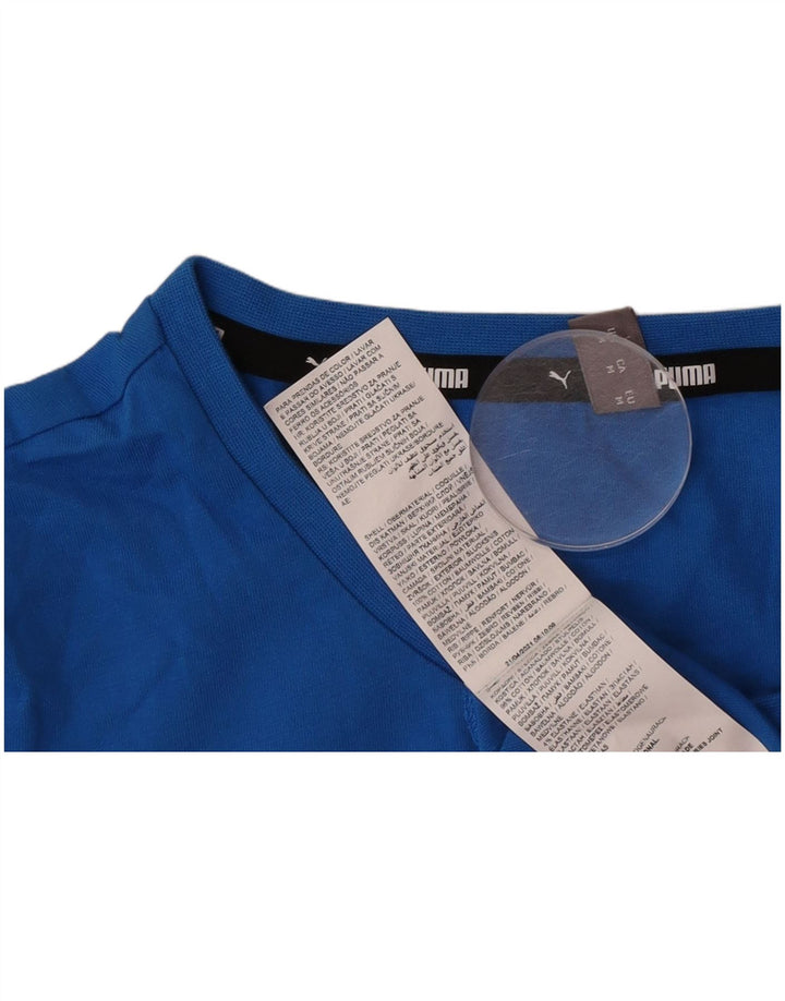 Puma T-Shirt Femme Top UK 12 Bleu Moyen Coton