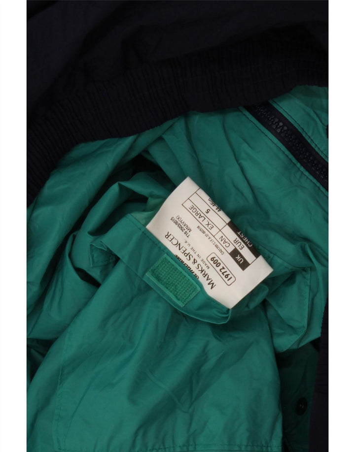 Marks & Spencer Veste Bomber Homme UK 42 XL Bleu Marine Rayé Nylon
