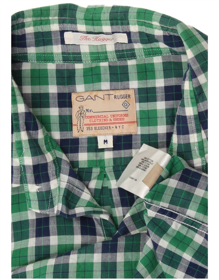 Gant Chemise à Manches Courtes Rugger Homme Vert Moyen à Carreaux Coton