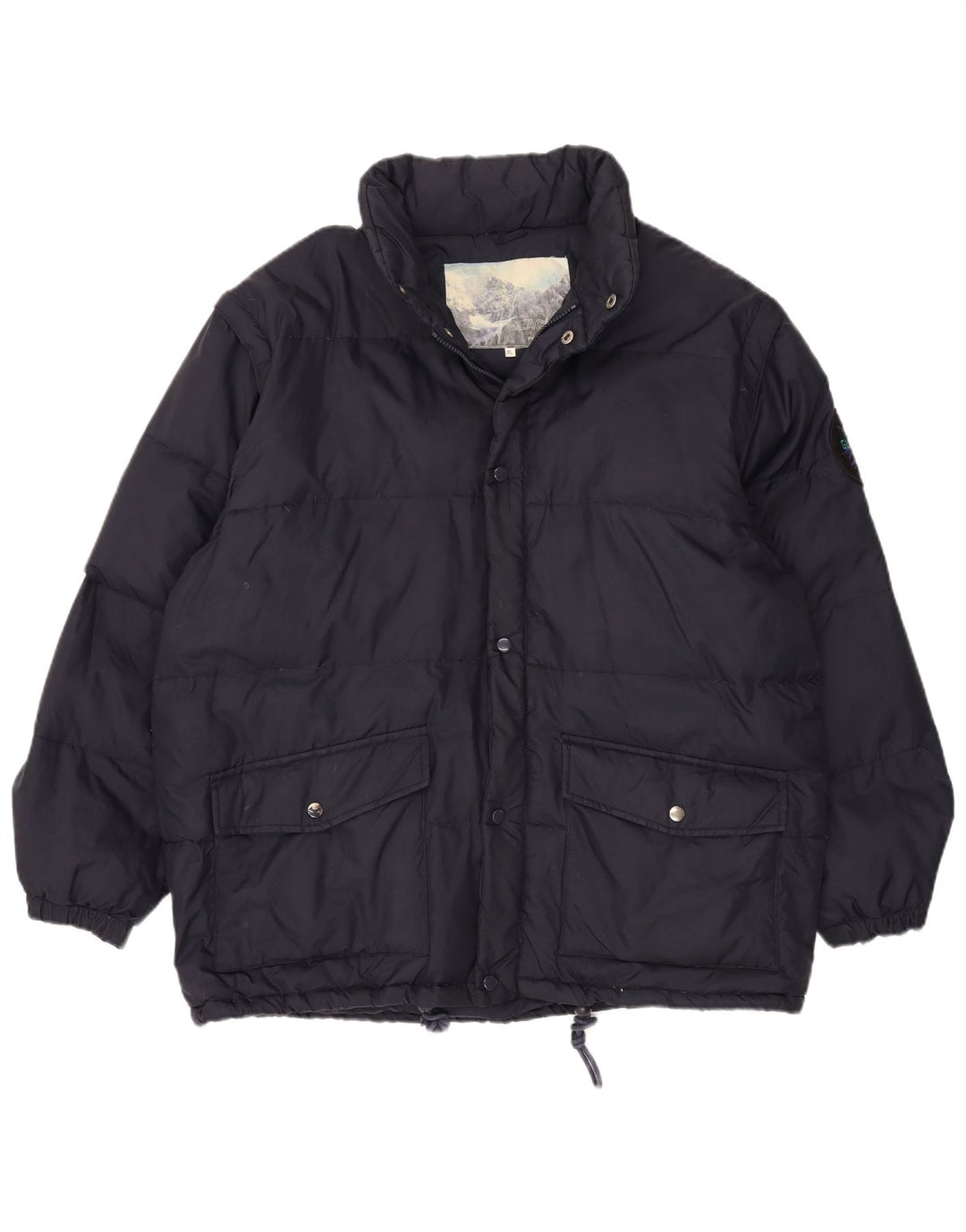 VINTAGE Veste de ski homme UK 42 XL Nylon bleu marine