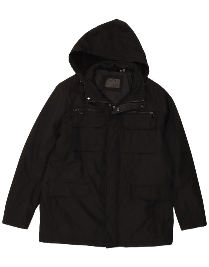 Calvin Klein Veste utilitaire à capuche pour homme UK 40 Large Noir Polyester