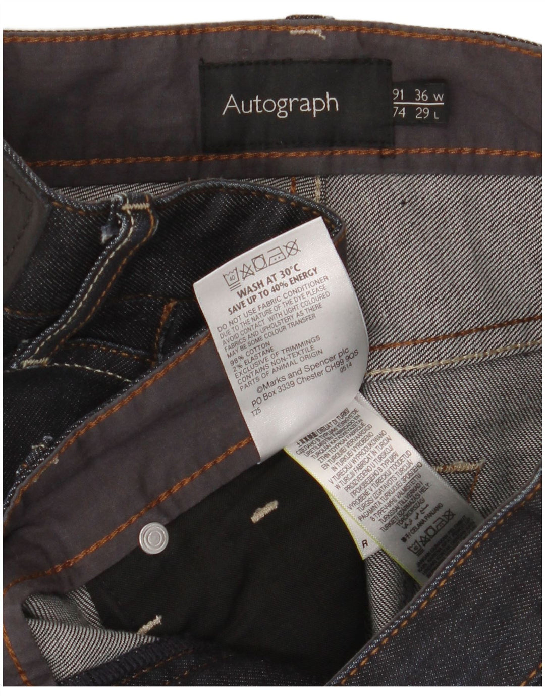 Marks & Spencer Jean droit autographe homme W36 L29 bleu marine coton
