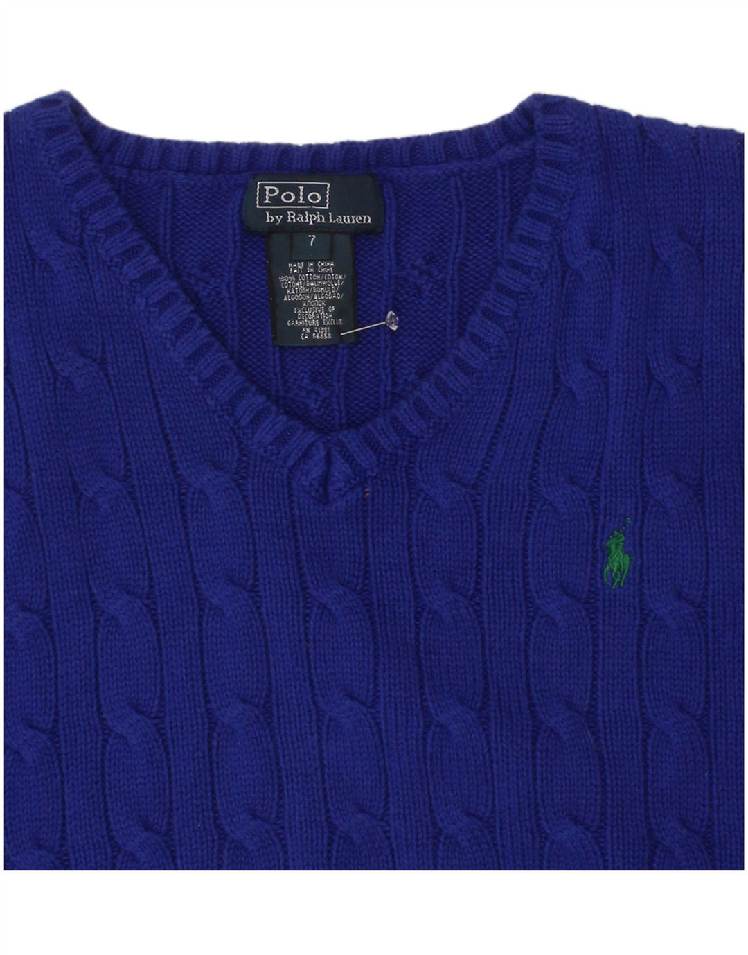 POLO RALPH LAUREN Débardeur Gilet Garçon 6-7 ans Bleu Coton