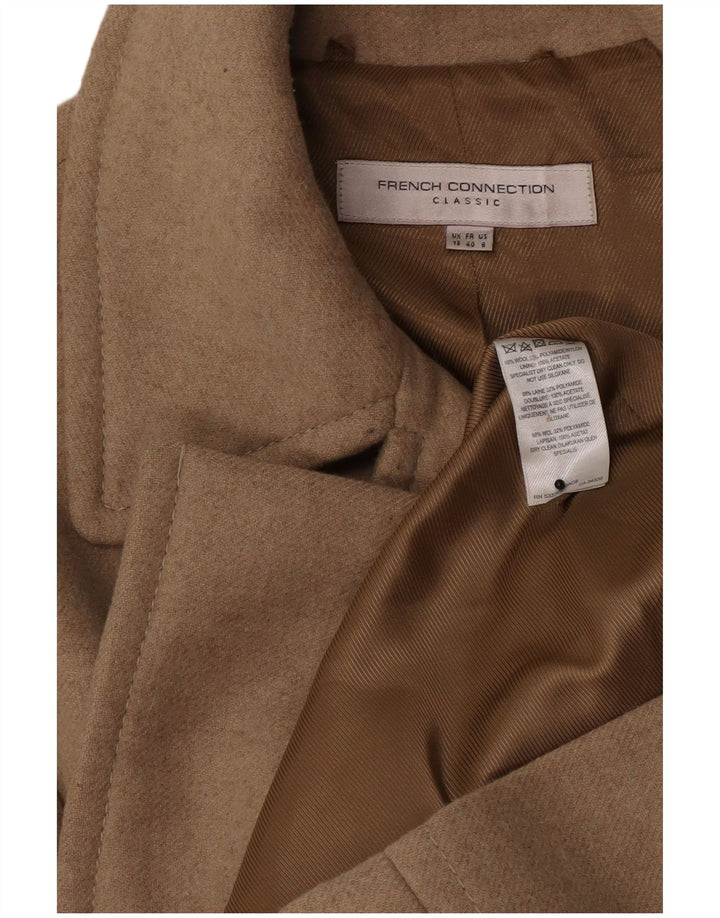 French Connection Manteau Double Boutonnage Femme UK 12 Laine Beige Moyen