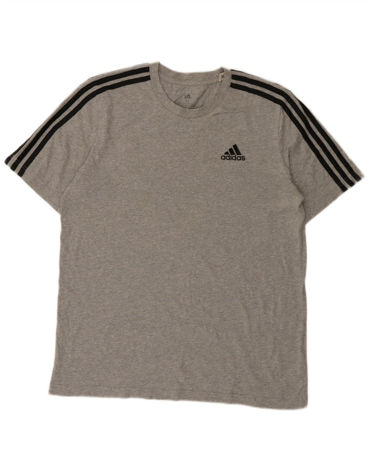 Adidas T-Shirt Homme Gris Moyen Moucheté Coton