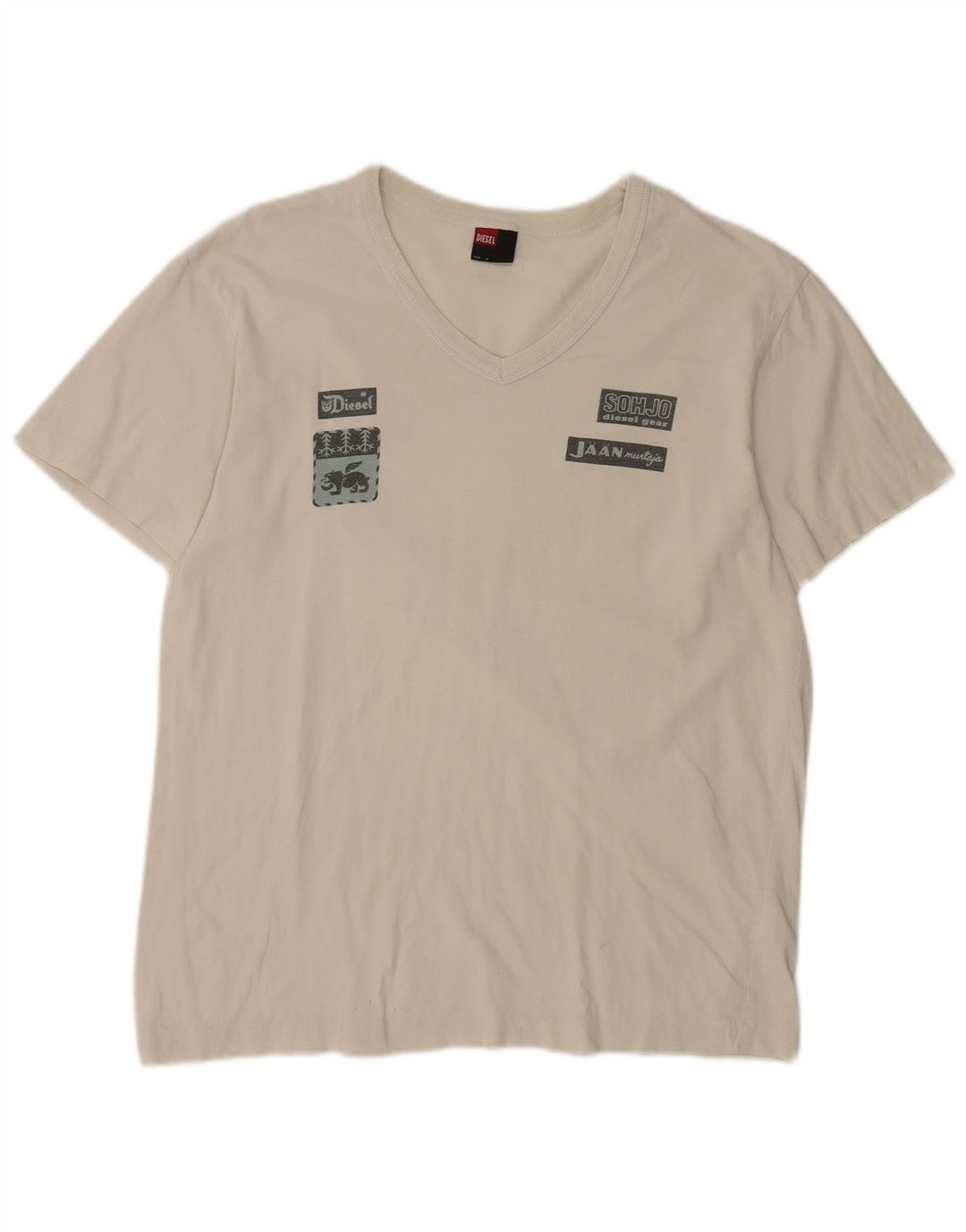 Diesel T-Shirt Graphique Homme Blanc Moyen Coton