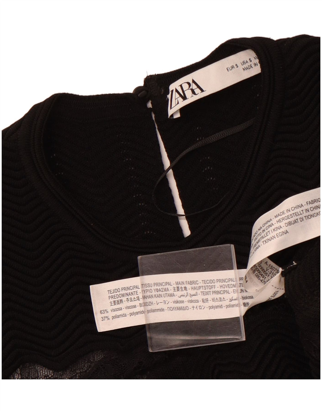 ZARA Robe longue en dentelle sans manches pour femme UK 8 Small Viscose noire