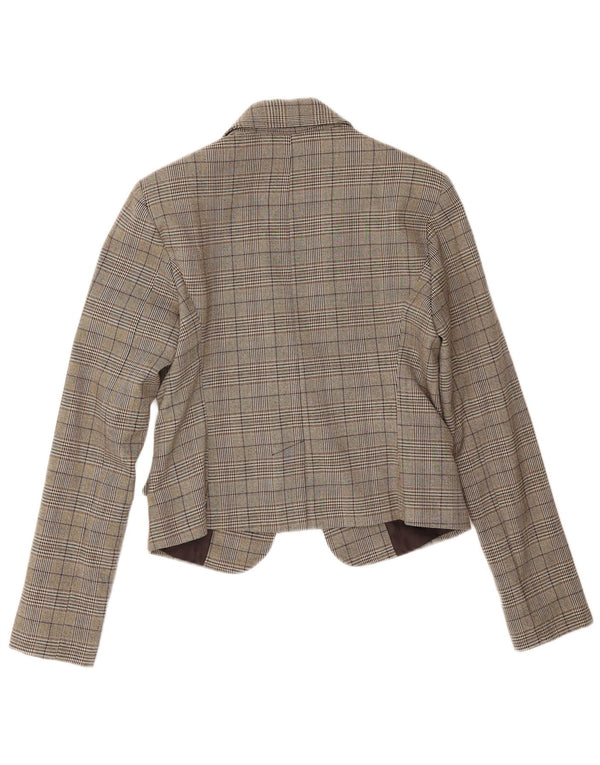 Rinascimento Veste Blazer 1 Bouton pour Femme UK 10 Petit Pied-de-Poule Marron