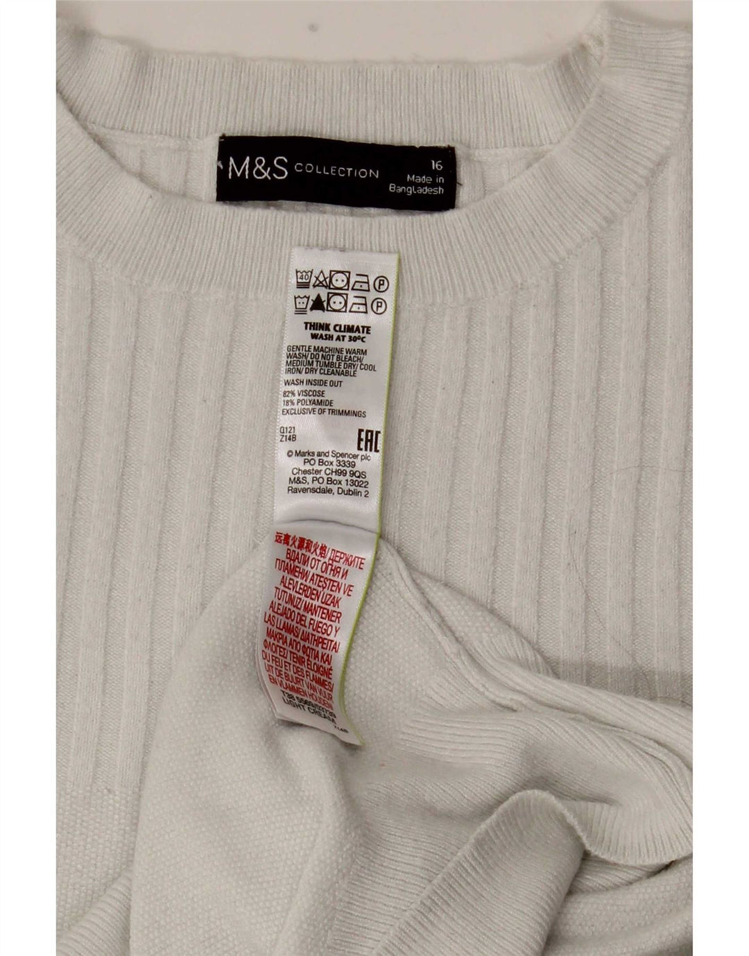 Marks & Spencer Chemisier pour femme UK 16 Large Blanc Viscose
