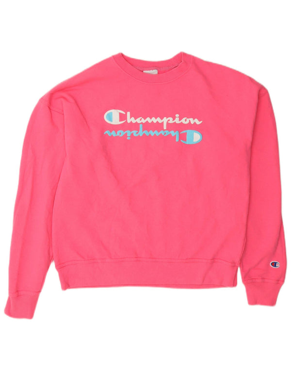 Champion Sweat-shirt surdimensionné graphique pour femme UK 10 Petit coton rose