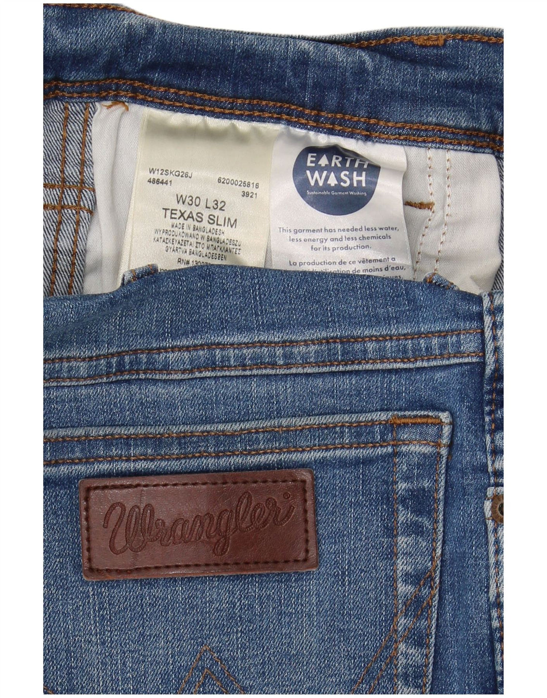 WRANGLER Jean Slim Court Texas Homme W30 L25 Bleu Coton