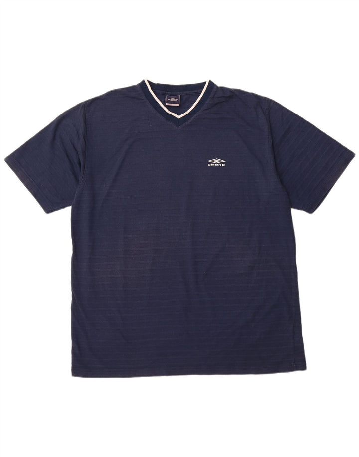 UMBRO T-Shirt Homme Top 2XL Bleu Marine Rayé Polyester