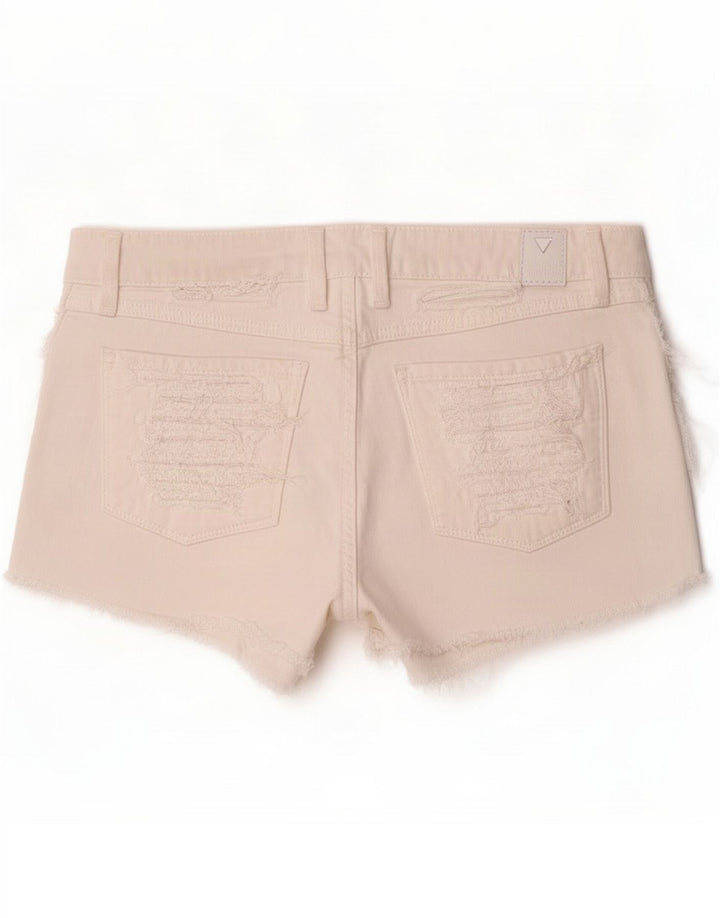 Guess Short en jean vieilli pour femme Petit W27 Coton blanc