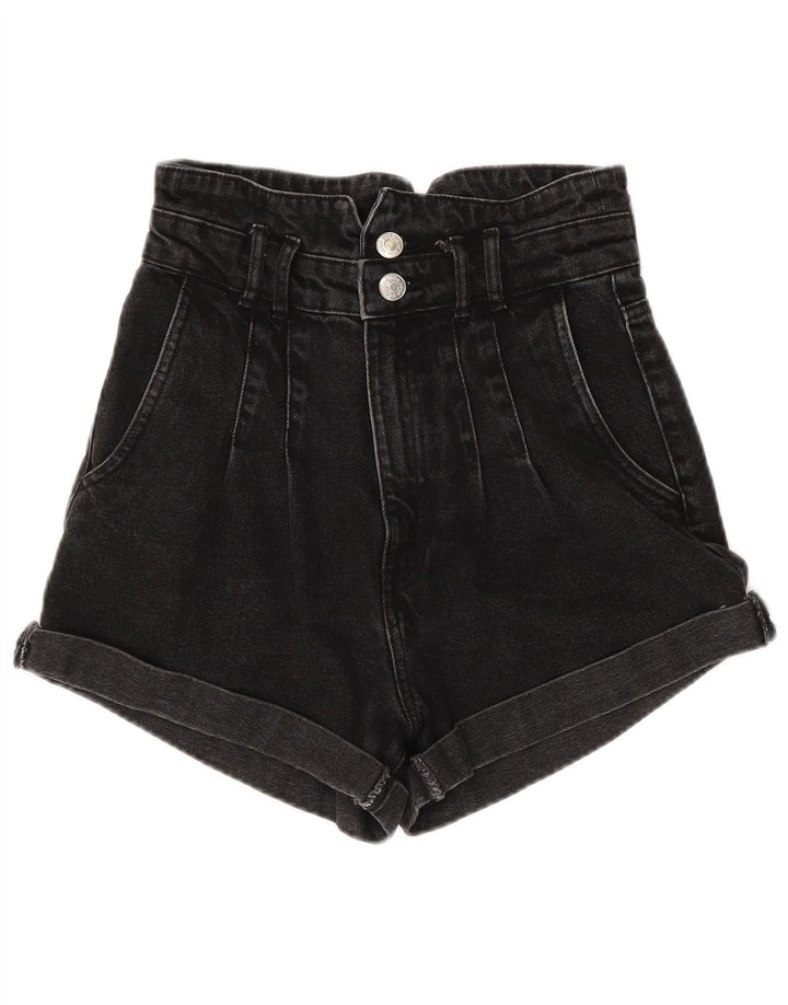 ZARA Womens Denim Shorts EU 34 2XS W24  Black