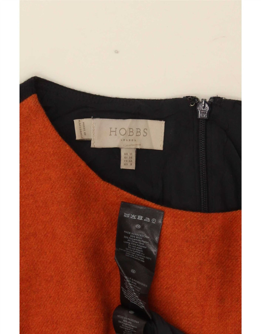 Hobbs Robe fourreau pour femme UK 42 Laine colour block orange moyen