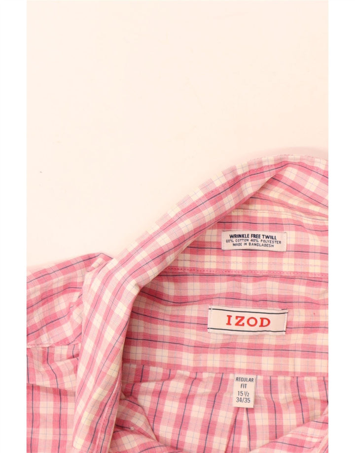 IZOD Chemise coupe régulière pour homme Taille 15 1/2 Coton à carreaux rose moyen