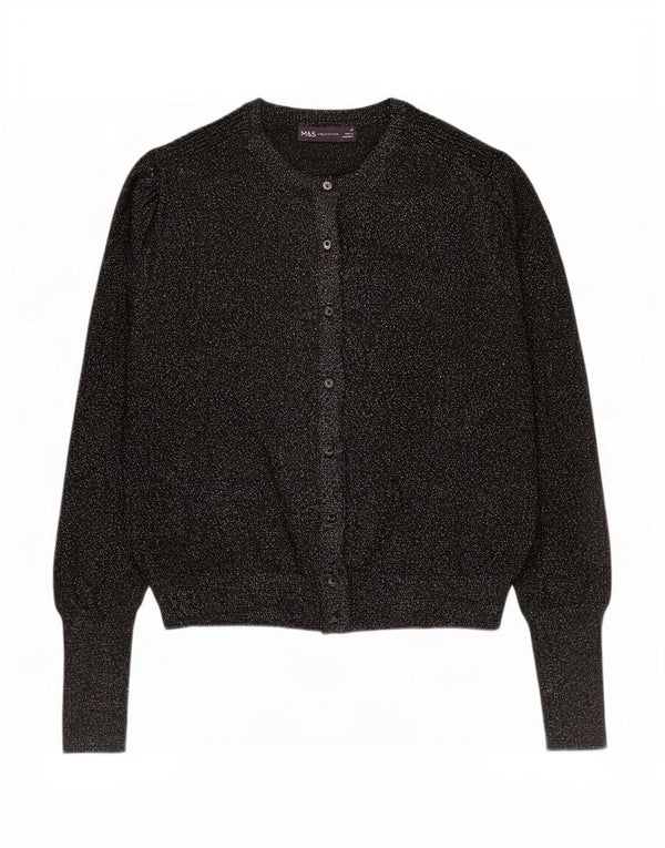 Marks & Spencer Pull Cardigan Femme UK 14 Large Viscose Noir