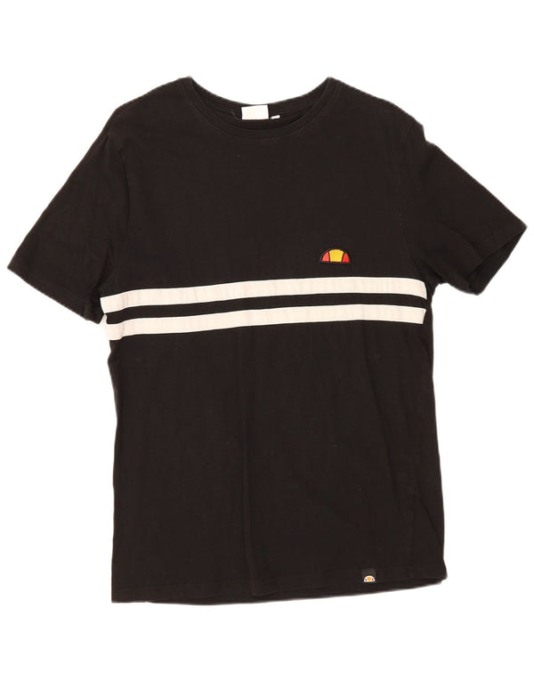 Ellesse Homme Regular Graphic T-Shirt Top Large Noir Rayé Sports