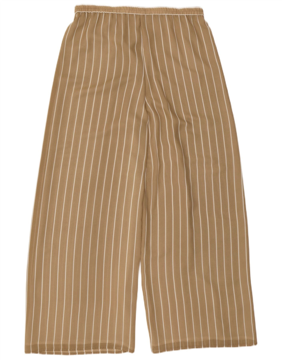 VINTAGE Pantalon décontracté à jambe large pour femme W32 L31 Beige à fines rayures Polyester