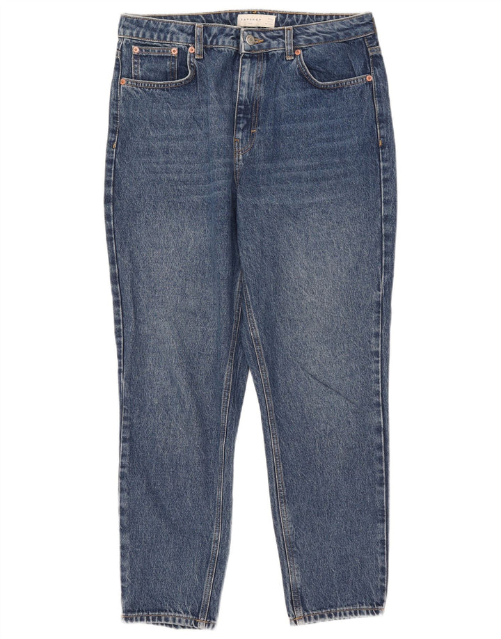 Topshop Jean Mom Fuselé Femme W32 L26 Bleu Polyester