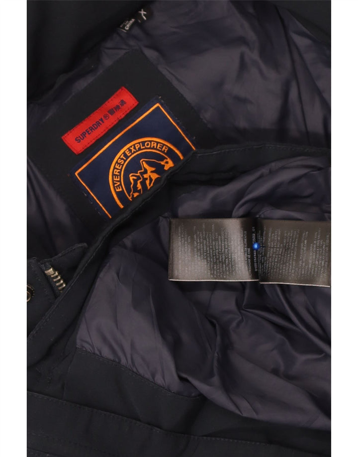 Superdry Veste de ski à capuche pour homme UK 42 XL Bleu marine à carreaux Polyester