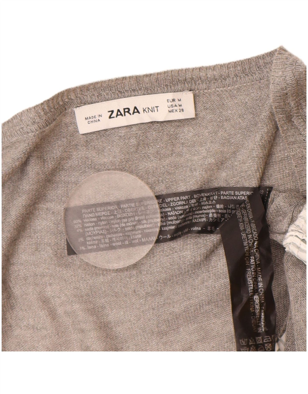 ZARA Pull long à col bateau pour femme UK 14 Gris moyen Viscose