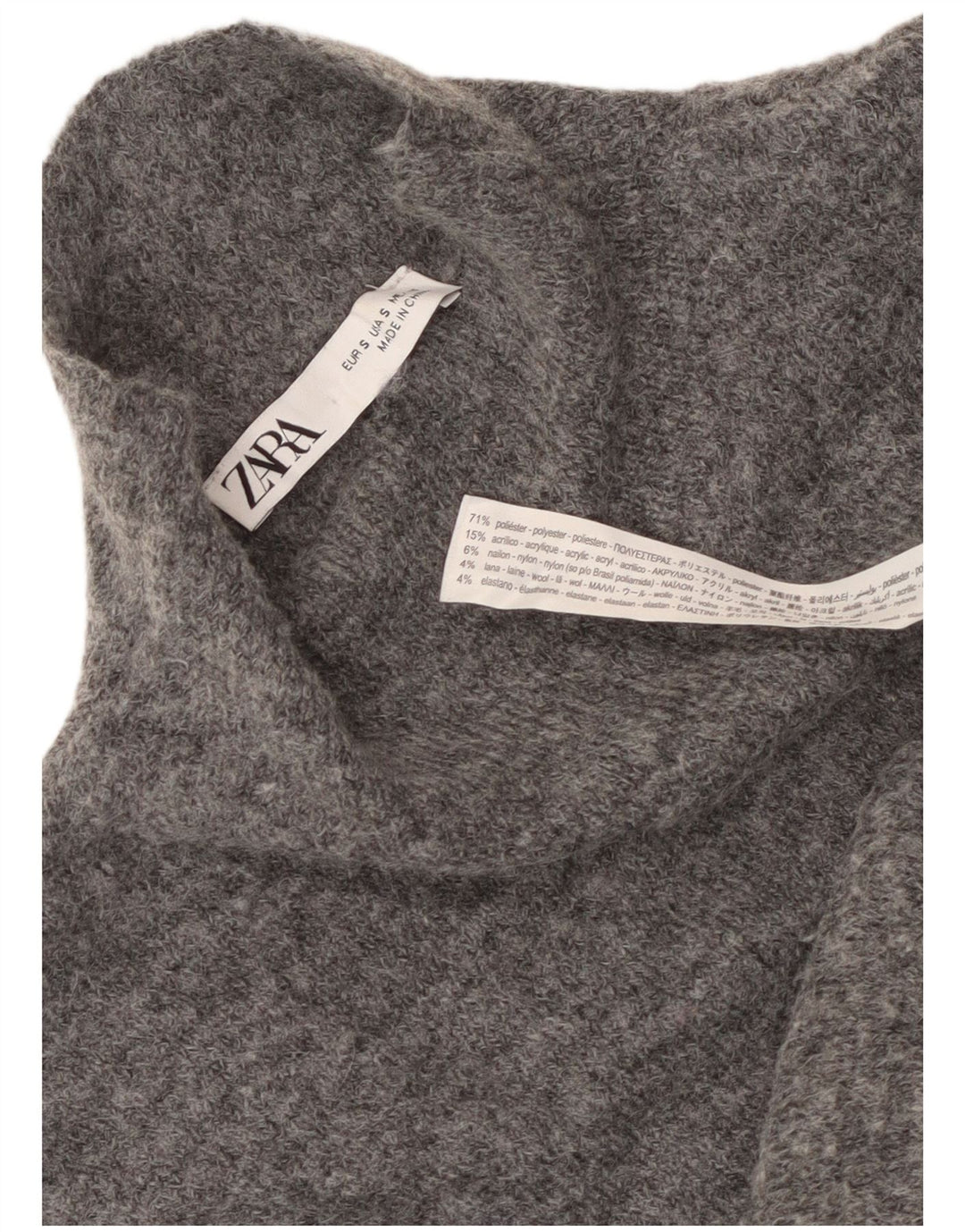 Zara Femme Robe Pull Sans Manches UK 8 Petit Gris Polyester