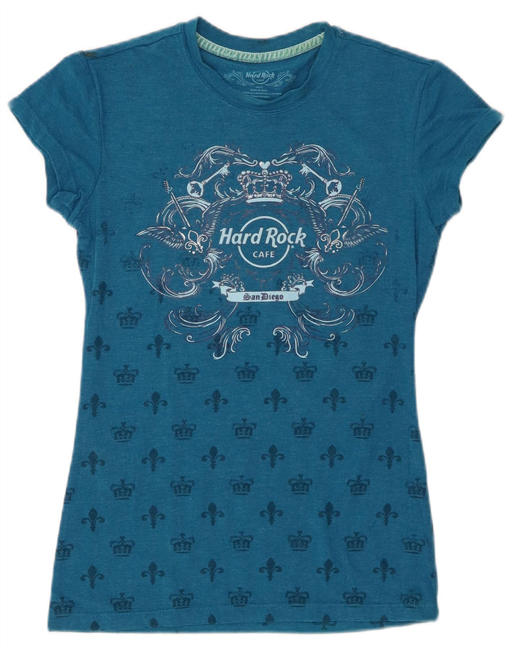 HARD ROCK CAFE T-shirt graphique San Diego pour femme UK 8 petit coton bleu